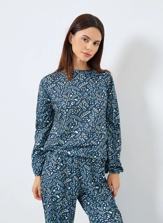 Styli All Over Print T-Shirt and Cuffed Pyjama Set