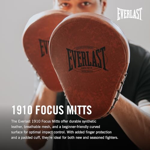 Everlast 1910 Leather Focus Mitts | Vintage Training Punching Mitts - Image 2