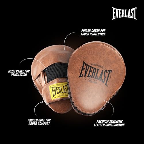 Everlast 1910 Leather Focus Mitts | Vintage Training Punching Mitts - Image 4