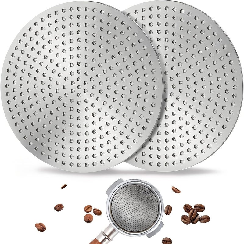 2Pcs Espresso Puck Screen Filter Suitable For Breville 54mm Portafilter Basket 3rd Gen Dual Layer Lower Shower Screen Reusable Stainless Steel Coffee Filter Compatible For Barista Tool Professional Espresso - Image 1