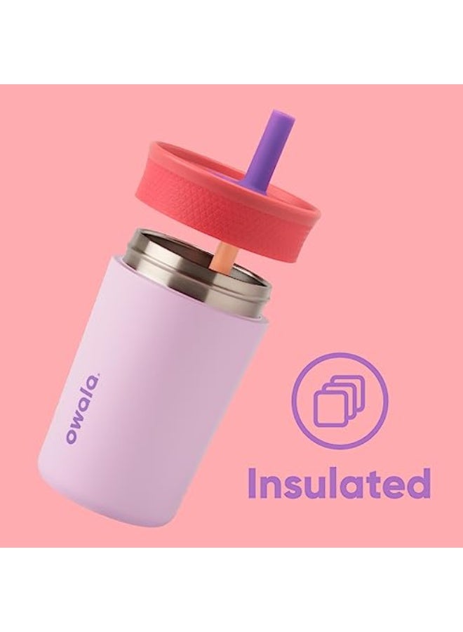 Owala Kids Insulation Stainless Steel Tumbler with Spill Resistant Flexible Straw, Easy to Clean, Kids Water Bottle, Great for Travel, Dishwasher Safe, 12 Oz, Navy and Blue (Home Base) - Image 2