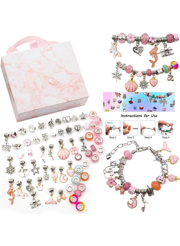HI-FINE 63pcs Bracelet Making Kit, Jewelry Making Kit Trendy Stuff for Girls, Crafts for Kids Ages 6-12 with Gift Box DIY Bracelets, Charm Bracelets Kit for Teen Girls Gifts Birthday Gift - Image 1