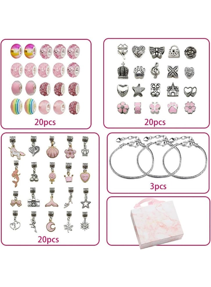 HI-FINE 63pcs Bracelet Making Kit, Jewelry Making Kit Trendy Stuff for Girls, Crafts for Kids Ages 6-12 with Gift Box DIY Bracelets, Charm Bracelets Kit for Teen Girls Gifts Birthday Gift - Image 2