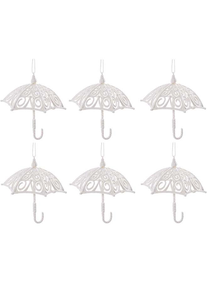 زخرفة شجرة عيد الميلاد على شكل مظلة لامعة بيضاء 1 قطعة - زخرفة أنيقة للتعليق لعيد الميلاد وزينة الشتاء - Image 2