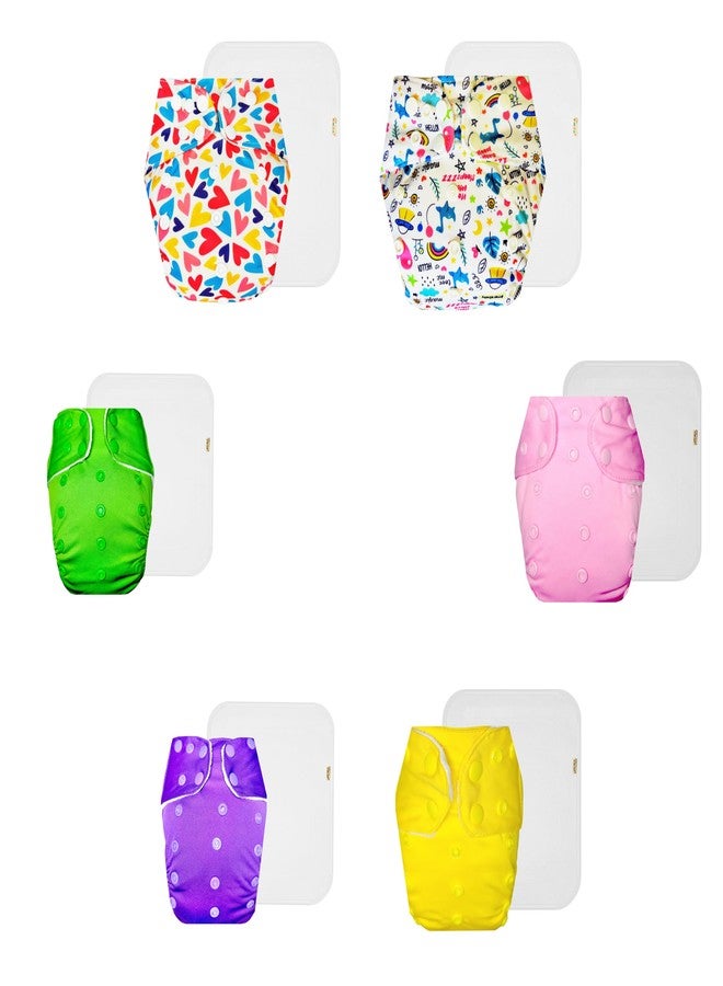 Dumbledo Premium Cloth Diaper with Cotton Insert (Pack of 6) | Dry Feel and Comfortable | Breathable | Quick Dry | Perfect for Indian Summers | 3 Months - 3 Years | Unisex Baby - Image 1