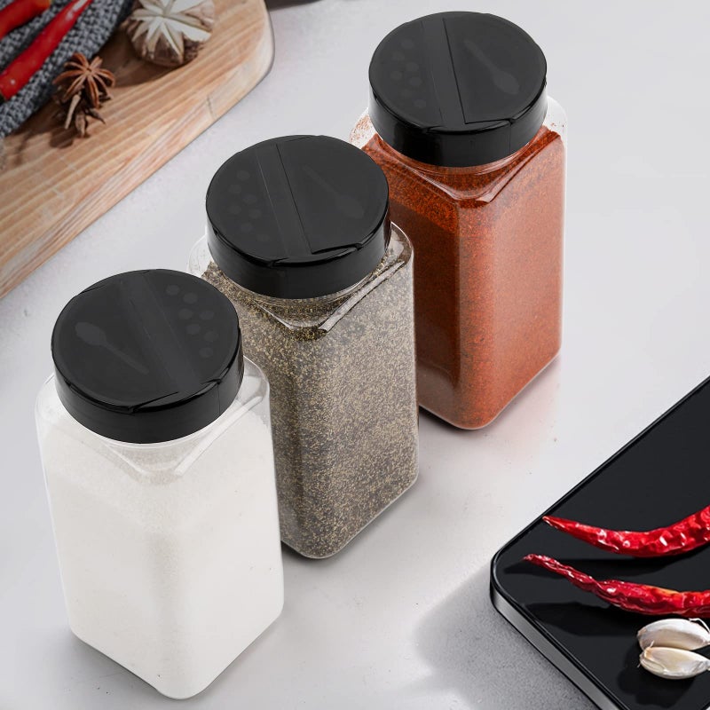 Hacaroa 16 Pack 21 Oz Plastic Spice Jars with Shaker/Pourer Lids  Square Empty Seasoning Containers Clear Spice Bottles for Dry Food  Condiments  Herbs  Powders - Image 4
