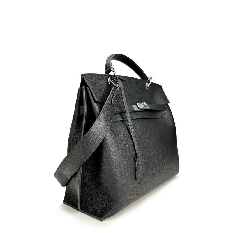 25 New Women'S Bags Made Of First-Layer Cowhide With Lychee Pattern Kelly Bag, Fashionable Shoulder Crossbody Large-Capacity Handbag Platinum Bag - Image 3