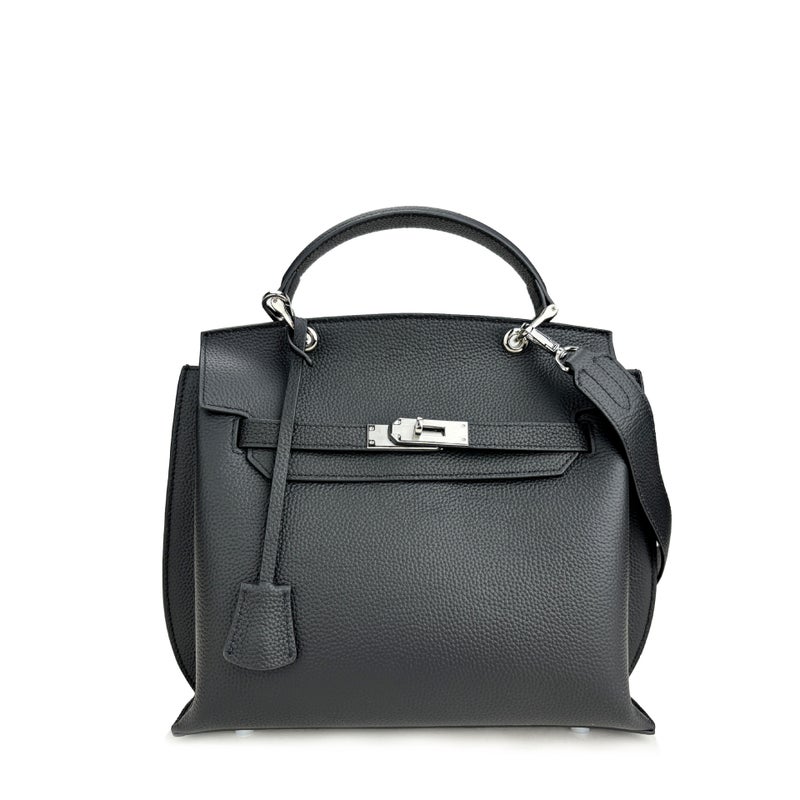 25 New Women'S Bags Made Of First-Layer Cowhide With Lychee Pattern Kelly Bag, Fashionable Shoulder Crossbody Large-Capacity Handbag Platinum Bag - Image 4