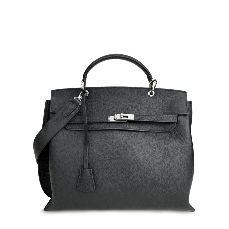 25 New Women'S Bags Made Of First-Layer Cowhide With Lychee Pattern Kelly Bag, Fashionable Shoulder Crossbody Large-Capacity Handbag Platinum Bag - Image 2