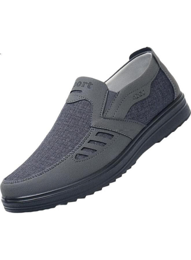 Anglerfish Old Beijing Cloth Shoes Men's Dad Shoes Soft Bottom Middle-aged And Elderly Large Size Spring And Autumn Breathable Shoes Ak33303 Gray 38 - Image 2