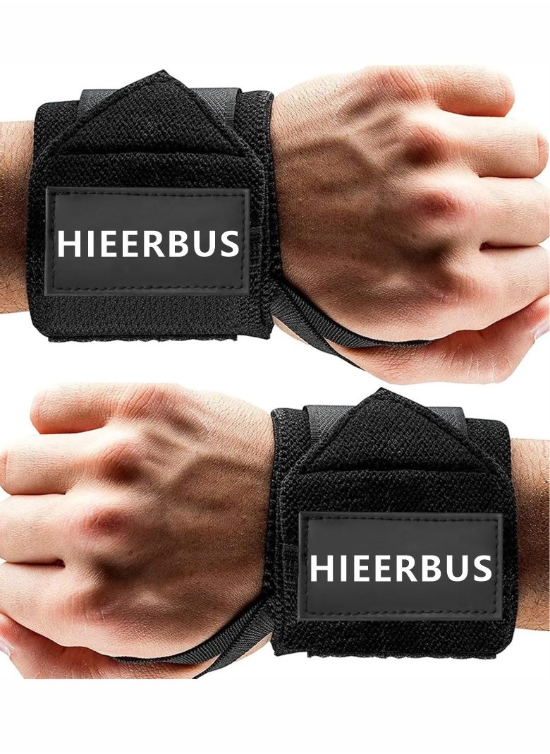 HieerBus Wrist Wraps for Weightlifting with Thumb Loop - Best Gym Wrist Wraps for Lifting Weights, Curls & Dips - Lifting Wrist Wraps for Bench, Powerlifting & Weight Training - Weightlifter's Wrist Straps Lifting for Men and Women  - Image 1