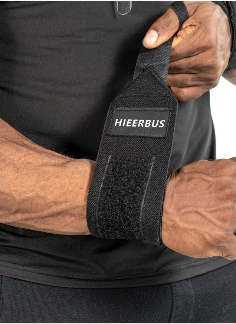 HieerBus Wrist Wraps for Weightlifting with Thumb Loop - Best Gym Wrist Wraps for Lifting Weights, Curls & Dips - Lifting Wrist Wraps for Bench, Powerlifting & Weight Training - Weightlifter's Wrist Straps Lifting for Men and Women  - Image 2