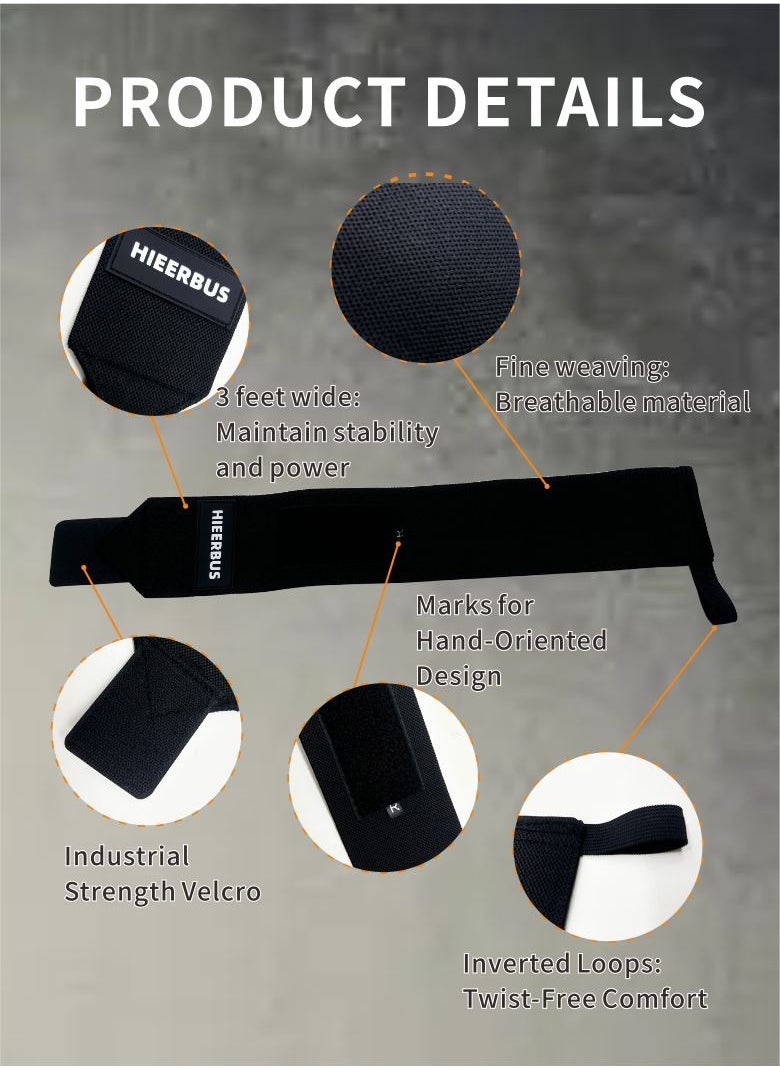 HieerBus Wrist Wraps for Weightlifting with Thumb Loop - Best Gym Wrist Wraps for Lifting Weights, Curls & Dips - Lifting Wrist Wraps for Bench, Powerlifting & Weight Training - Weightlifter's Wrist Straps Lifting for Men and Women  - Image 3