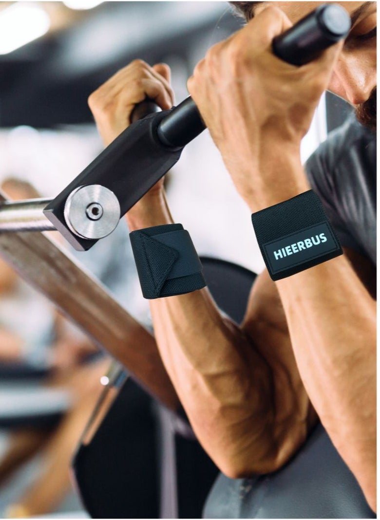 HieerBus Wrist Wraps for Weightlifting with Thumb Loop - Best Gym Wrist Wraps for Lifting Weights, Curls & Dips - Lifting Wrist Wraps for Bench, Powerlifting & Weight Training - Weightlifter's Wrist Straps Lifting for Men and Women  - Image 4