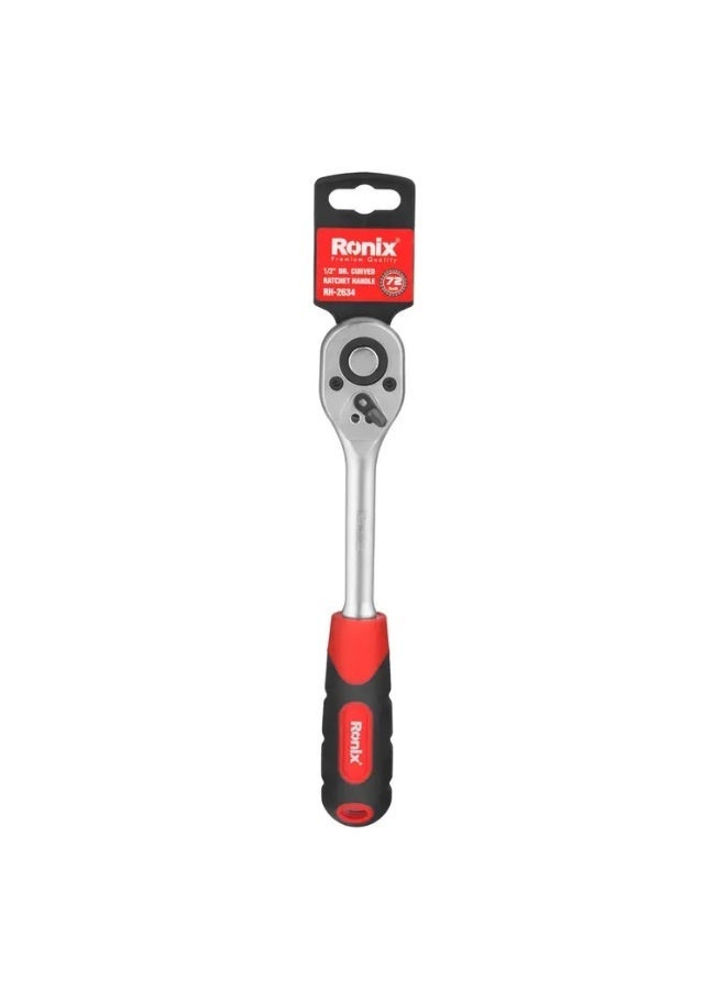 RONIX 1/2" Curved Ratchet Handle, 72-Tooth Quick Release Cr-V, German Engineering #Ronix RH-2634 - Image 3