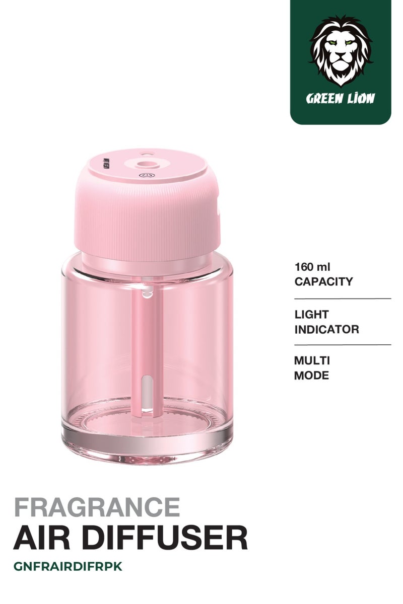 GREEN LION Fragrance Air Diffuser Multi Mode with Light Indicator, Type C Rechargeable, 160ml Capacity for Car Home Office Bedroom - Pink - Image 1