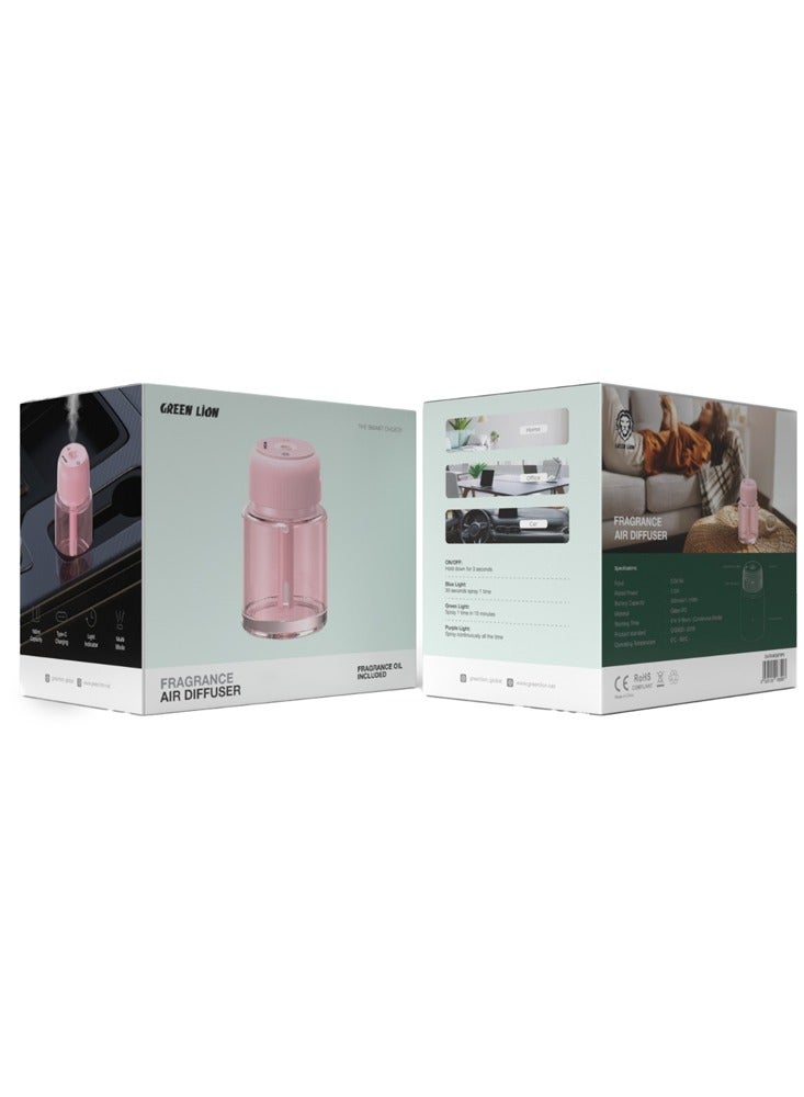 GREEN LION Fragrance Air Diffuser Multi Mode with Light Indicator, Type C Rechargeable, 160ml Capacity for Car Home Office Bedroom - Pink - Image 2