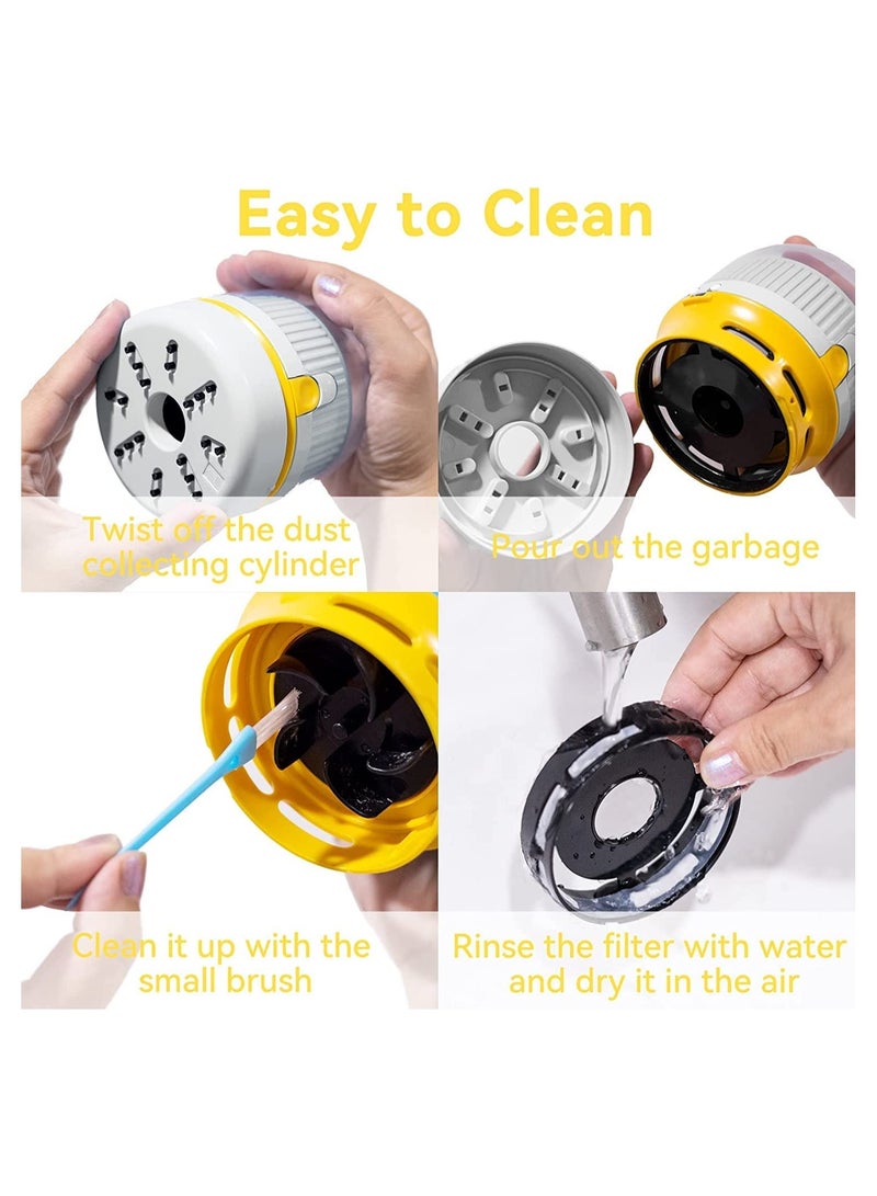 Excefore Desktop Vacuum Cleaner USB Charging with Vacuum Nozzle Cleaning Brush and Night Lamp Cordless& 360º Rotatable Design Mini Table Dust Vaccum Cleaner for Cleaning Dust Crumbs Keyboard (White) - Image 5