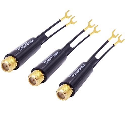 Fancasee Matching Transformer, 3-Pack Gold Plated, 75 Ohm to 300 Ohm Adapter, UHF / VHF / FM Balun Transformer Converter with F Type Female Jack Coax Coaxial Connector for TV Satellite Aerial FM AM Antenna - Image 1