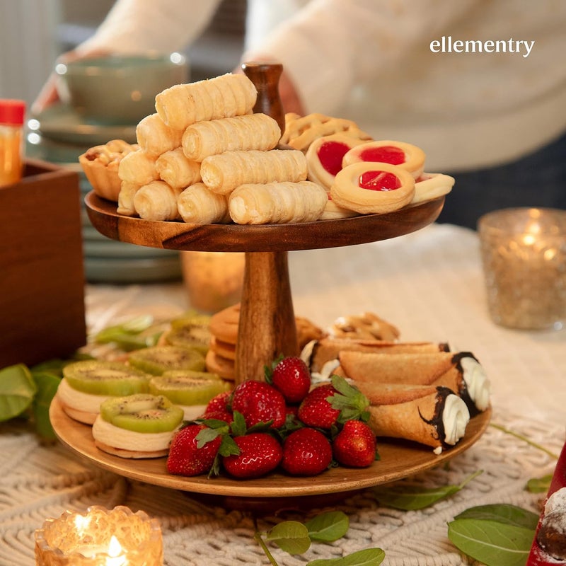 Ellementry Sheesham 2Tier Cake Stand Decorating Round Pizza Cake Stand Fruit Dessert Stand Round Wooden Cup Cake Table Wooden Table Stand for Birthday Anniversary Cake Tools - Image 5