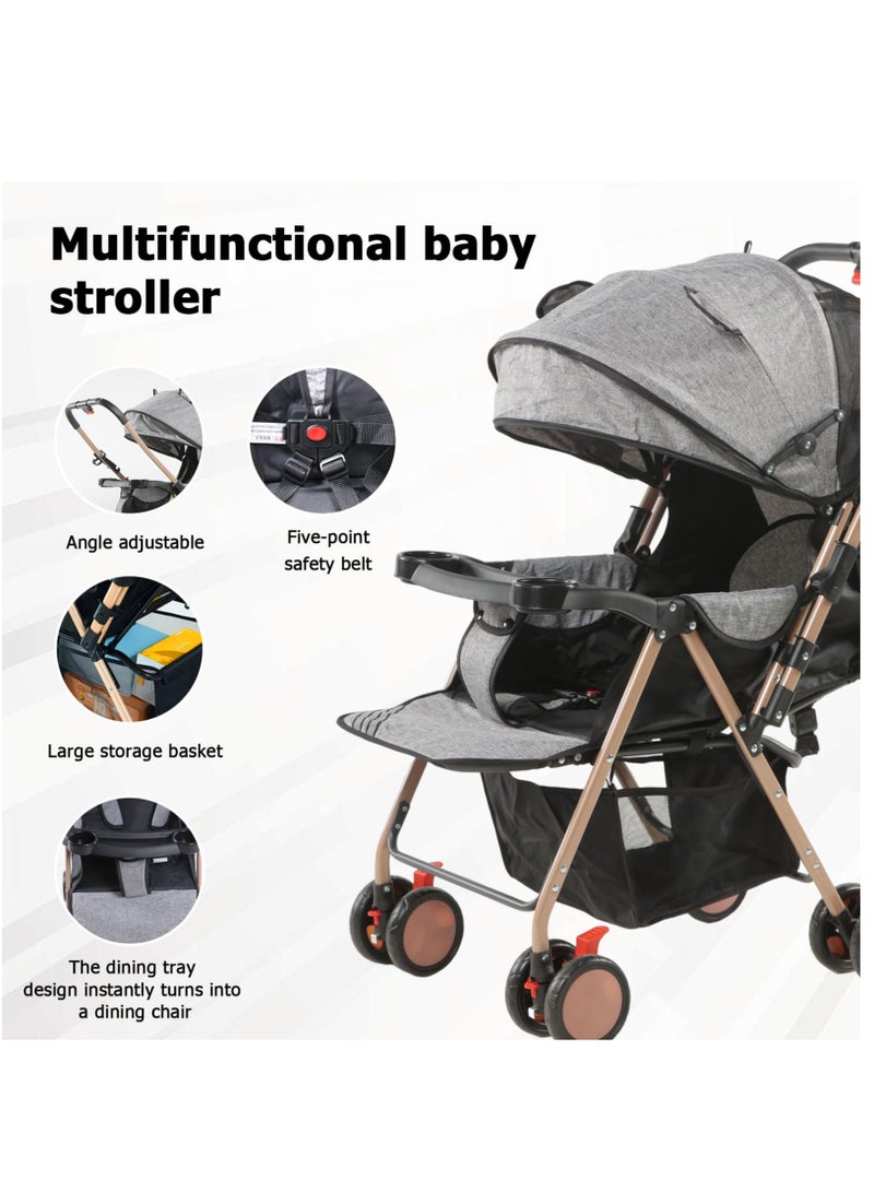 بيبي لاند عربة اطفال 2 في 1، سرير قابل للتحويل لحديثي الولادة خفيف الوزن للسفر لعمر 0-36 شهر - عربة اطفال سهلة الطي وصغيرة الحجم مع مظلة وسلة تخزين وامالة متعددة الاوضاع - Image 3