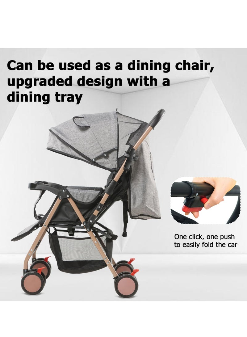 بيبي لاند عربة اطفال 2 في 1، سرير قابل للتحويل لحديثي الولادة خفيف الوزن للسفر لعمر 0-36 شهر - عربة اطفال سهلة الطي وصغيرة الحجم مع مظلة وسلة تخزين وامالة متعددة الاوضاع - Image 4