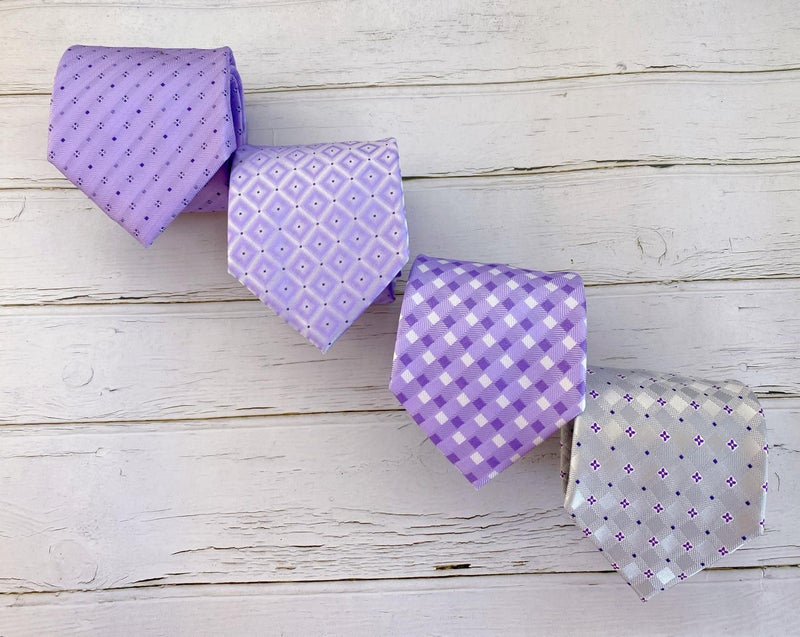KissTies Mens Lavender Necktie Iris Purple Festive Tie + Gift Box - Image 3