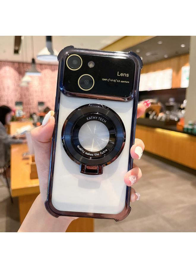 S-TOP Case For iPhone 14 Plus MagSafe Holder Shockproof TPU Phone Case with Lens Film - Image 1