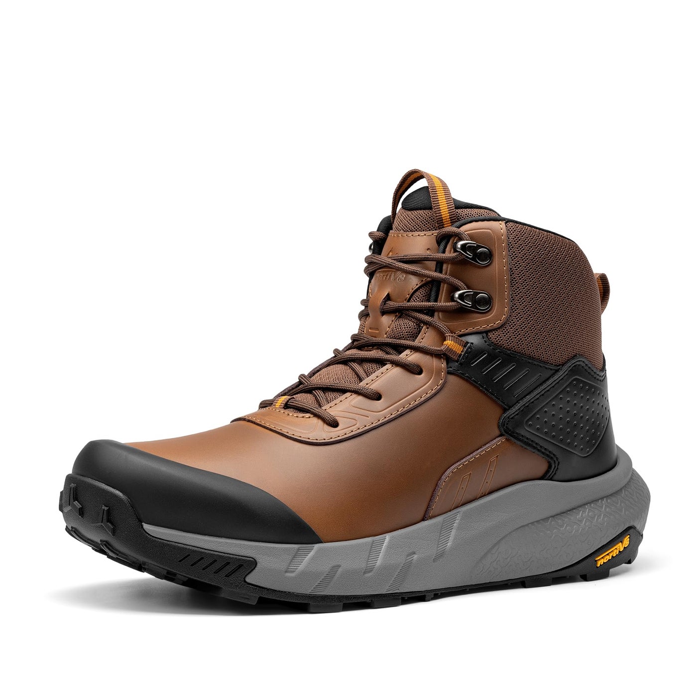 NORTIV 8 Men's Waterproof Military Tactical Work Boots Leather Motorcycle Combat Lightweight Non-Slip Hiking Boots for Men VaporGuard,Size 10.5,Brown,SNMT246M