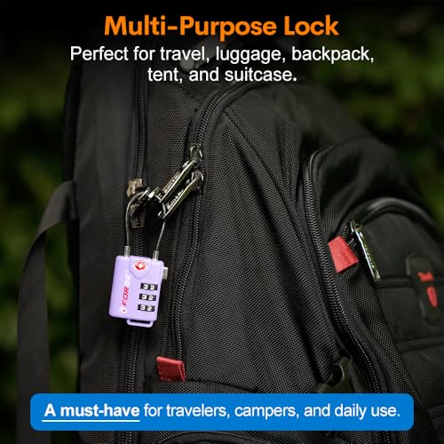 Forge TSA Approved Luggage Locks, Re-settable Combination with Alloy Body, Purple 4 Locks. - Image 5