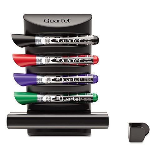 Quartet Prestige 2 Connects Marker Caddy, Includes 4 Chisel Tip EnduraGlide Dry-Erase Markers and 1 Eraser, Whiteboard Accessories, Black (85377) - Image 4