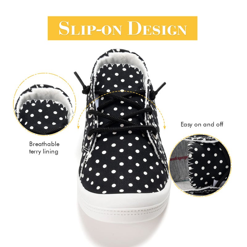 FUNKYMONKEY Women's Canvas Sneakers Flat Lace-Up Casual Shoes Lightweight Comfortable Breathable Walking Shoes for Everyday Wear (10 M US, White DOT/JD) - Image 5