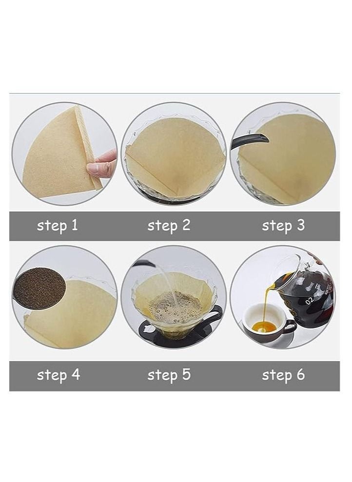 Generic - Coffee Filter Paper,V60 Coffee Filter Paper,V-shaped Coffee Filter Paper for 1-2 People,Disposable Unbleached Filter Paper V01,Suitable for Filtering Coffee (Original wood colour) - Image 1