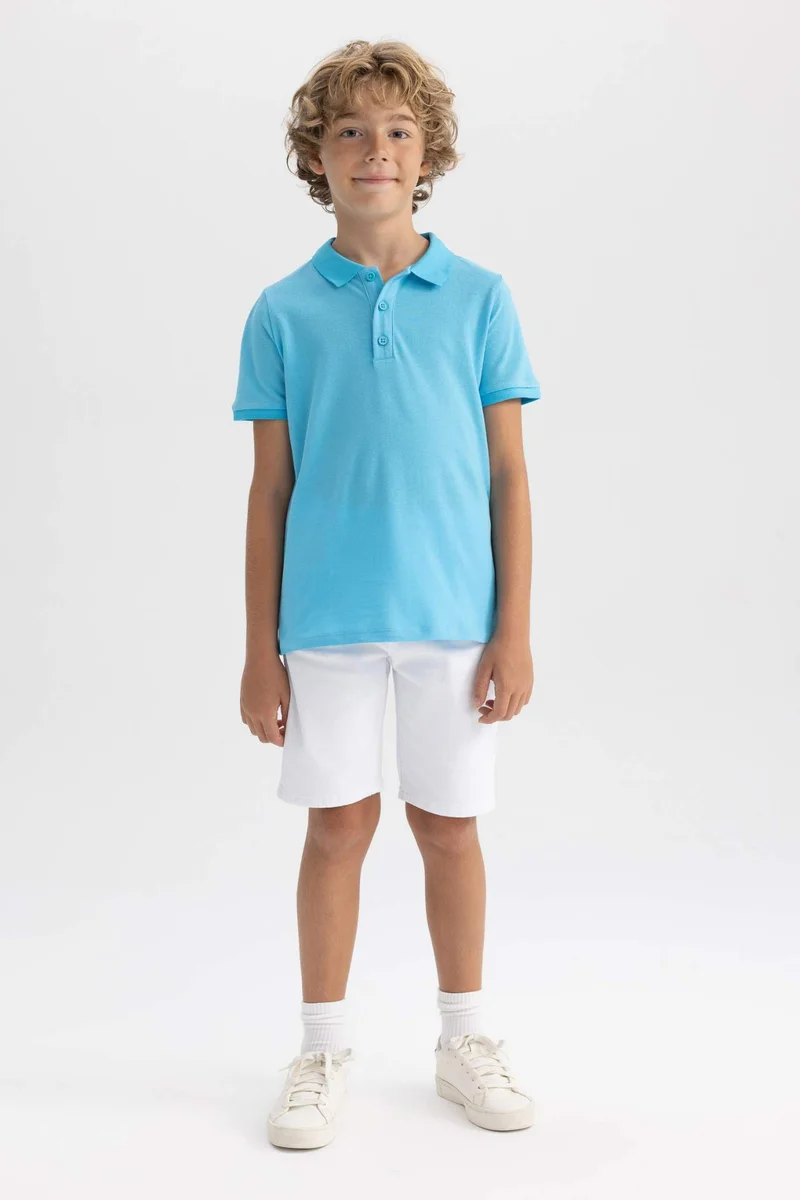 ديفاكتو Boy Regular Fit Polo Collar Pique Polo T-Shirt
