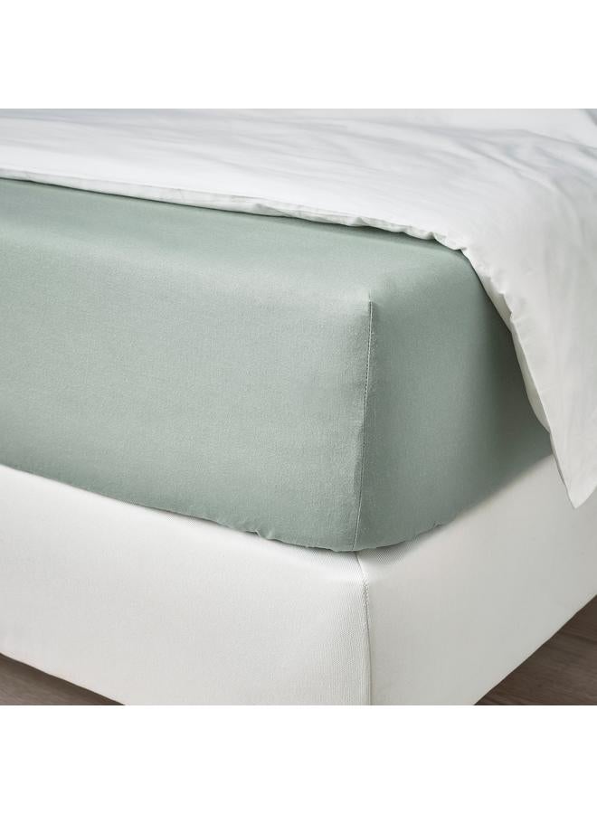 Zaboon Fitted sheet, grey-green, 140x200 cm - Image 3
