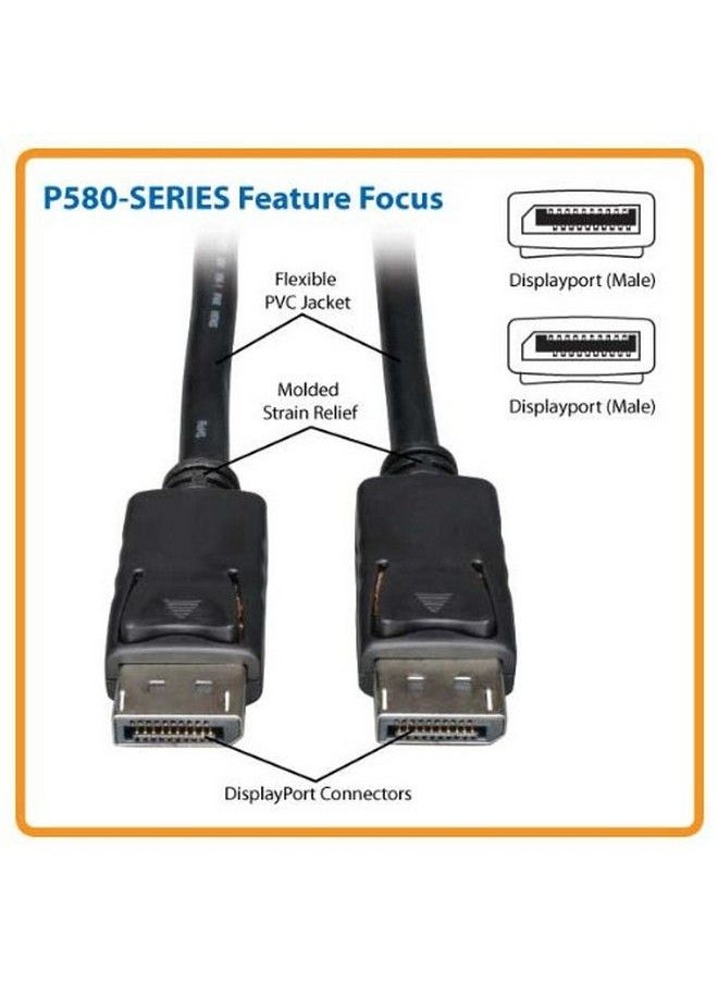Tripp Lite Displayport Cable With Latches (M M) Dp To Dp 4K X 2K 3Ft. (P580003) Black 1 Count (Pack Of 1)  - Image 3