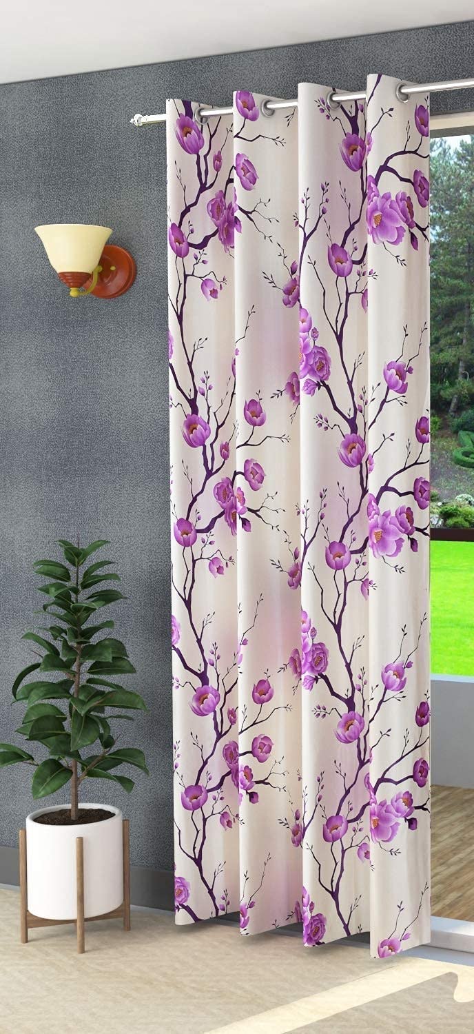 RadheyRadhey Dcor Eyelet Modern Floral Printed Polyester Curtains Set of 1 pcs  - Image 1