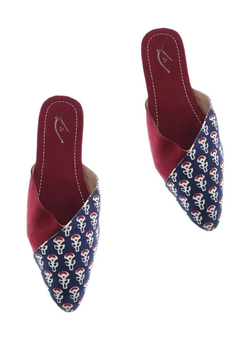 Mishkat Tashkeel Babouche Shoe for Women (Maroon & Blue) - 35 EU - Image 2