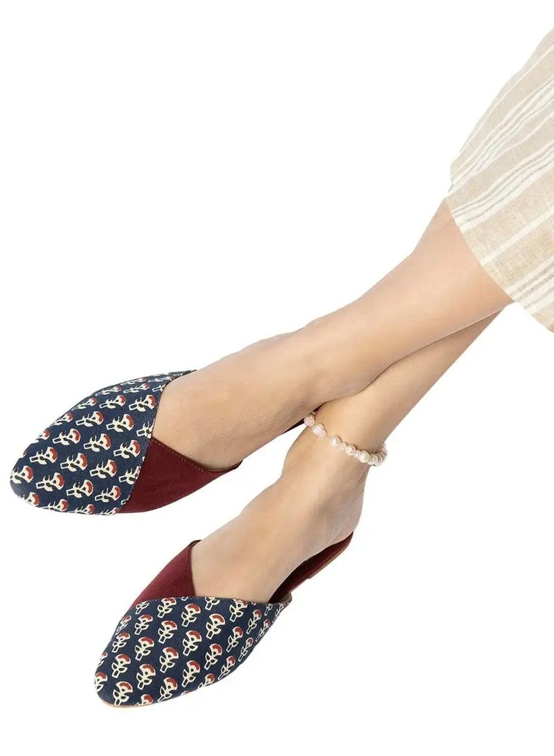 Mishkat Tashkeel Babouche Shoe for Women (Maroon & Blue) - 35 EU - Image 4