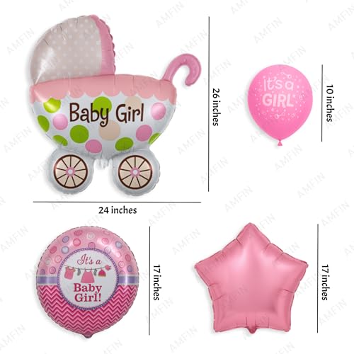 AMFIN (Pack of 7) Baby Shower Decoration Items Baby Arrival Decoration Girl Welcome Foil Balloon Maternity Shoot Props Accessories (Pink) - Image 5