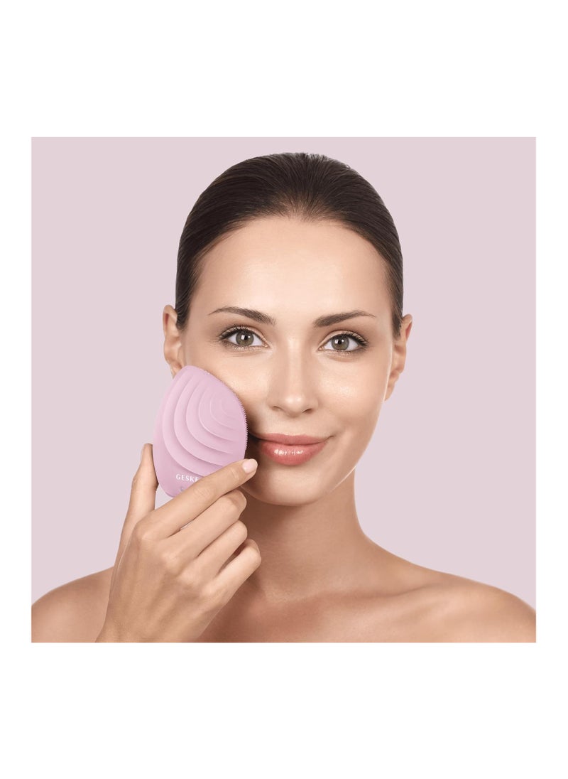 GESKE Smart App Guided Sonic Facial Brush 5 In 1 | Vibrating Electric Facial Cleansing Brush | Soft Silicone Brush | Professional Facial Cleanser | Skin Cleanser & Exfoliator | Face Massager - Pink  - Image 3