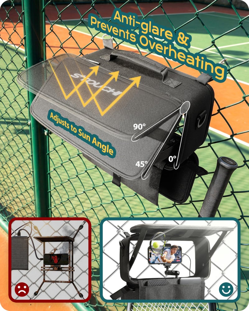 Stouchi Game Changer Mounting Kit, All-in-One Soft Fabric Fence Mount Bag with Anti-Glare Shade & Storage, Portable Fence Mount for Baseball Softball Tennis, Compatible with iPhone/GoPro/Mevo Start - Image 4