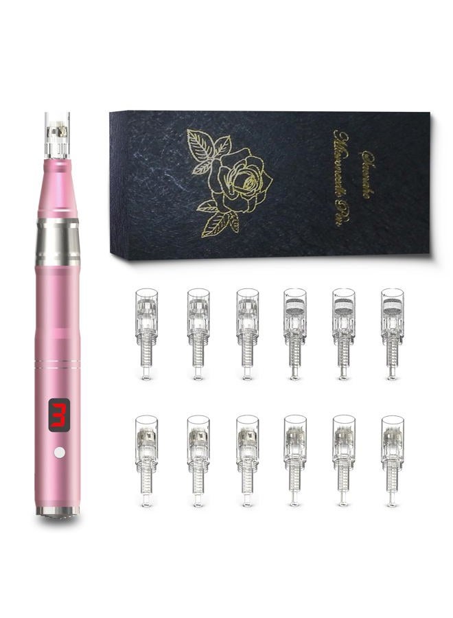 Puicmlna Microneedling Pen with 20 Pcs Pin & Nano Cartridges Size 0.1mm, 5 x 42-pin, 5 x 36-pin,5 x 12-pin,5 x Nano series mixed-Puicmlna Replacement Cartridges Disposable Needles - Image 1