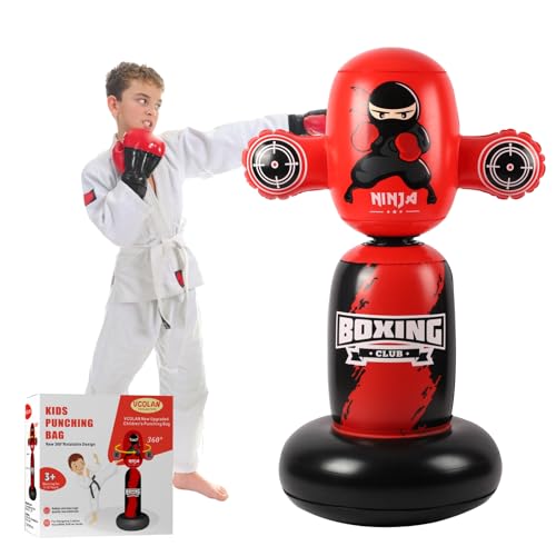 VCOLAN Punching Bag for Kids 48 Kids Boxing Bag New Upgraded 360 Rotating Inflatable Bag for Boys Age 36 - Image 1