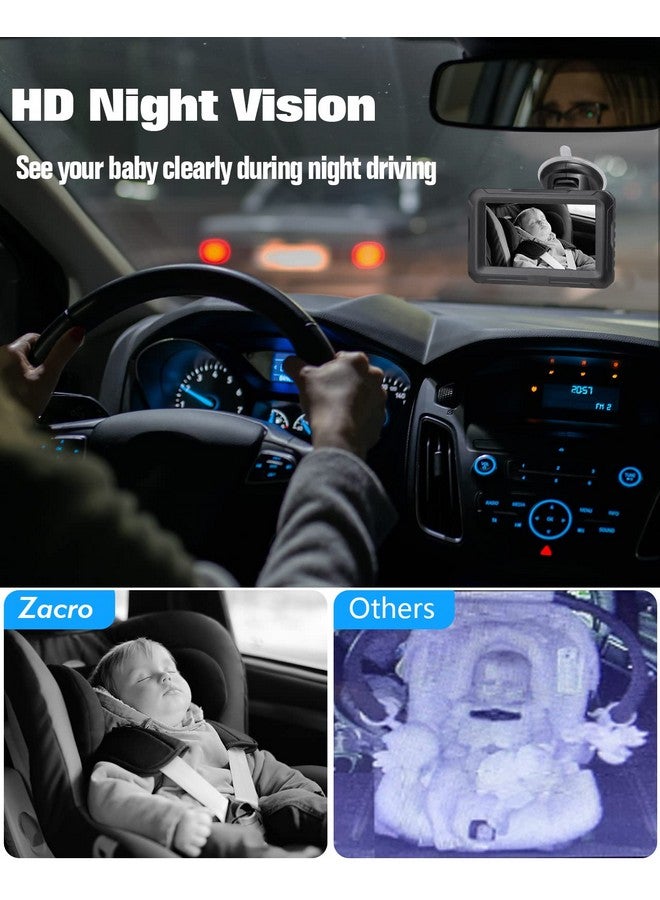 Zacro كاميرا زاكرو 1080P للأطفال في السيارة، كاميرا 4.3" للأطفال في السيارة، مع رؤية ليلية عالية الدقة، زاوية رؤية واسعة 150°، قابلة للدوران 360°، لمقعد الأطفال المواجه للخلف - Image 3