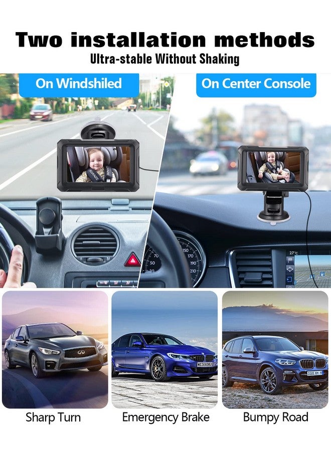 Zacro كاميرا زاكرو 1080P للأطفال في السيارة، كاميرا 4.3" للأطفال في السيارة، مع رؤية ليلية عالية الدقة، زاوية رؤية واسعة 150°، قابلة للدوران 360°، لمقعد الأطفال المواجه للخلف - Image 4