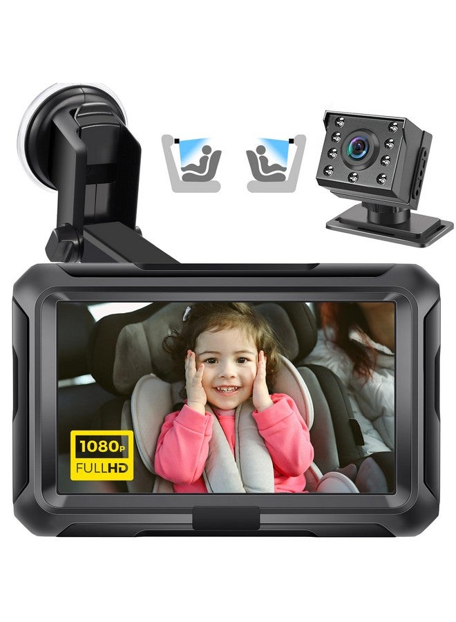 Zacro كاميرا زاكرو 1080P للأطفال في السيارة، كاميرا 4.3" للأطفال في السيارة، مع رؤية ليلية عالية الدقة، زاوية رؤية واسعة 150°، قابلة للدوران 360°، لمقعد الأطفال المواجه للخلف - Image 1