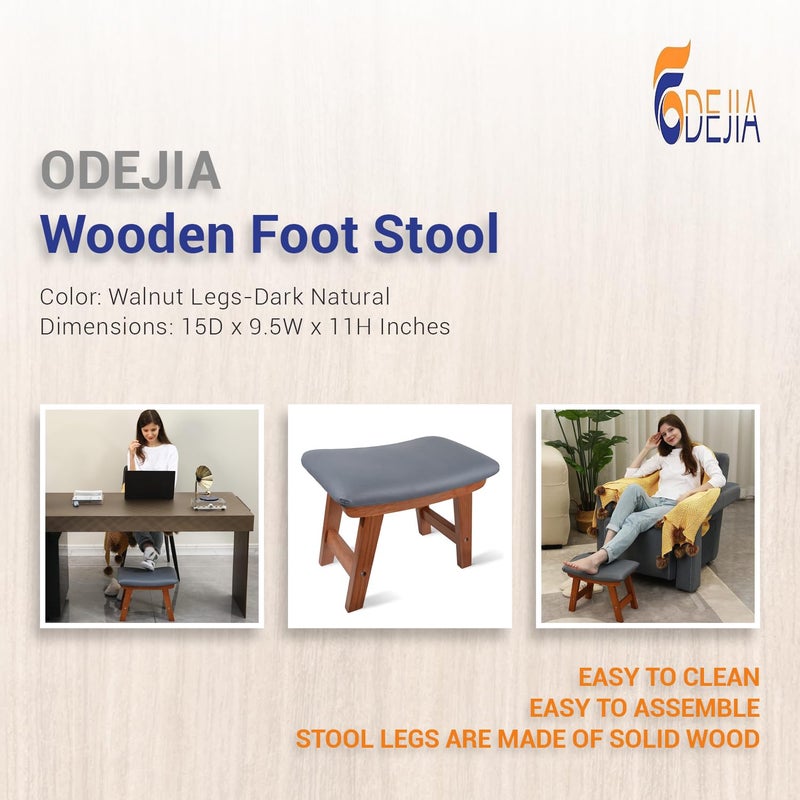 Odejia Foot StoolSmall Foot StoolSmall StoolSmall Ottoman And FootstoolWooden Foot StoolWooden Step StoolFoot Stool OttomanFoot Stool For Living Room Walnut LegDark Grey 381 Cm279 Cm - Image 4