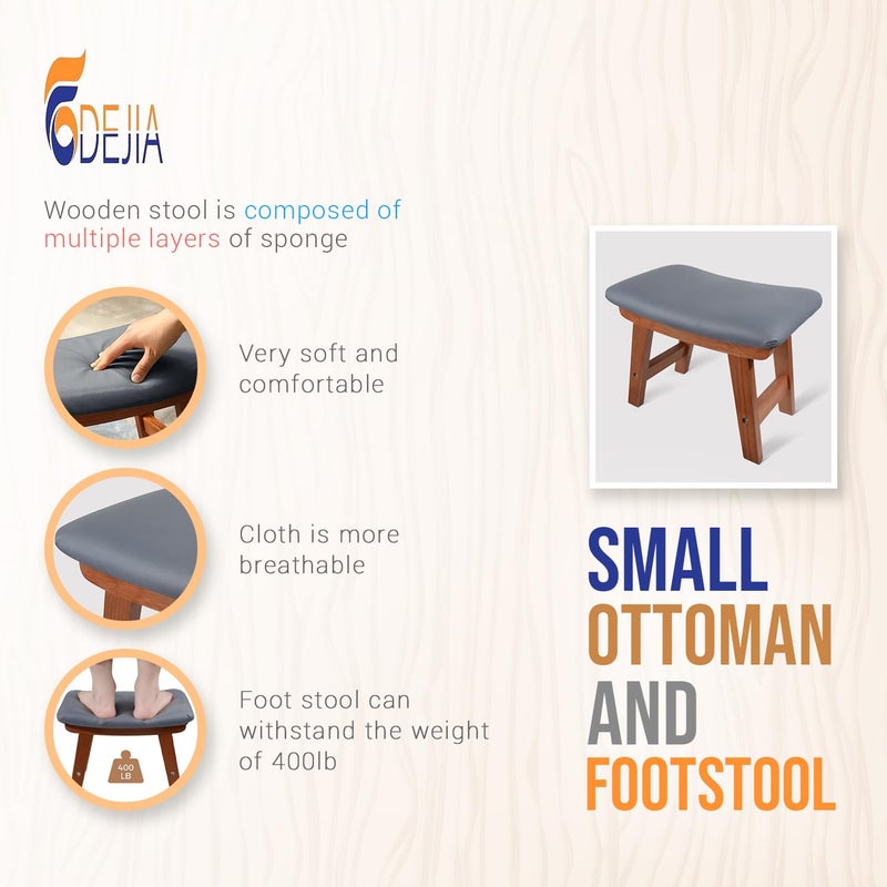Odejia Foot StoolSmall Foot StoolSmall StoolSmall Ottoman And FootstoolWooden Foot StoolWooden Step StoolFoot Stool OttomanFoot Stool For Living Room Walnut LegDark Grey 381 Cm279 Cm - Image 5