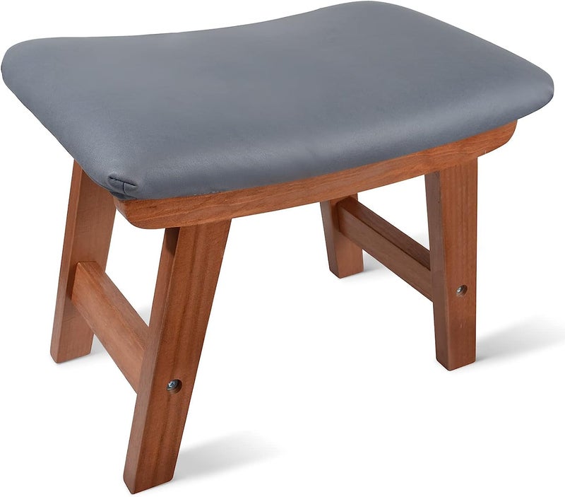 Odejia Foot StoolSmall Foot StoolSmall StoolSmall Ottoman And FootstoolWooden Foot StoolWooden Step StoolFoot Stool OttomanFoot Stool For Living Room Walnut LegDark Grey 381 Cm279 Cm - Image 1